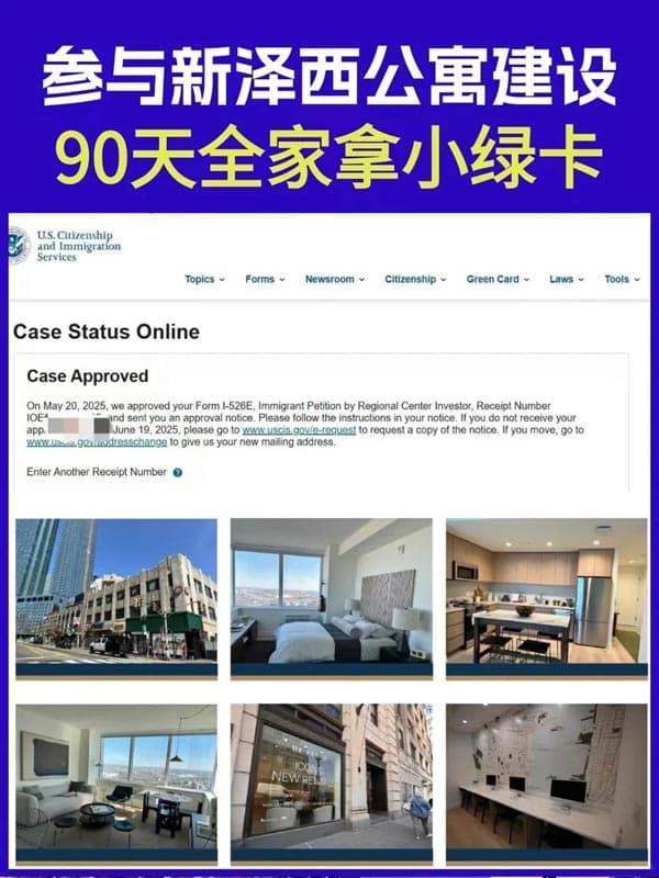 参与新泽西公寓建设，90天全家拿小绿卡